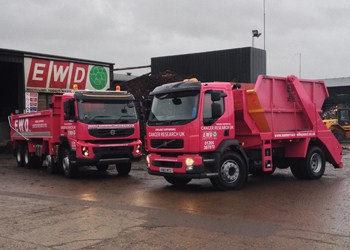  EWDs pink skip lorry and tipper lorry